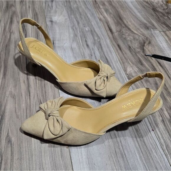 J.Crew $128 Bow Kitten sling back Heels in Sandstone Size 5 BW884 - Picture 5 of 13